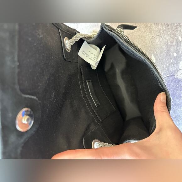 Zara black suede crossbody bag. With chain details, and tassel chain - Picture 10 of 11